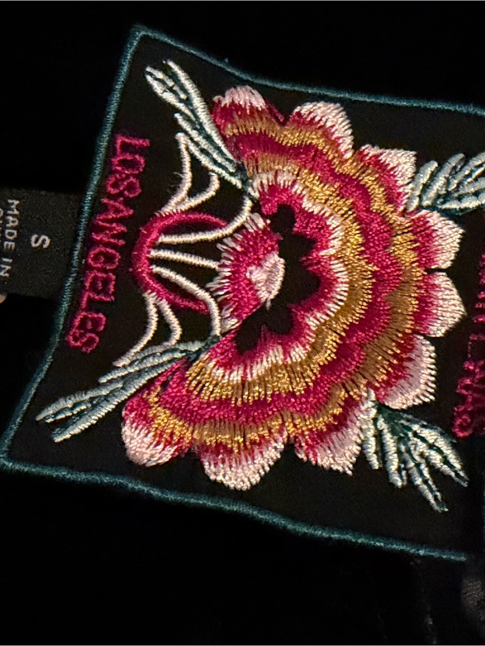 Johnny Was Rosana Black Velvet Slip Dress with Red Rose Print - size small - Picture 8 of 10